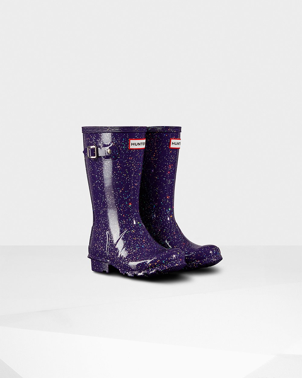 Bottes de Pluie Hunter Original Grands Giant Glitter Enfant Bleu Violette WLXBJQE-37